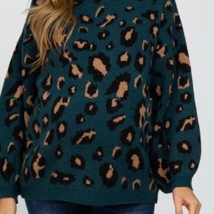 Teal Leopard Print Sweater